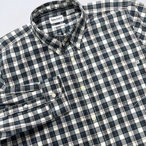 Timberland Shirt Men's XL Blue Black White Plaid Button Down Long Sleeve Work